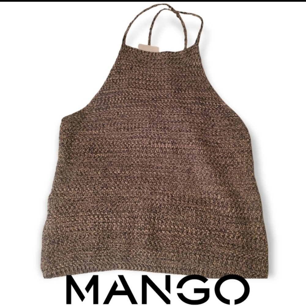 Mango 100% cotton knot criss cross top XS